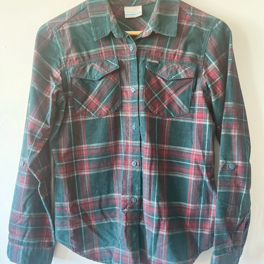 Plaid Button Down Shirt - Green and Red